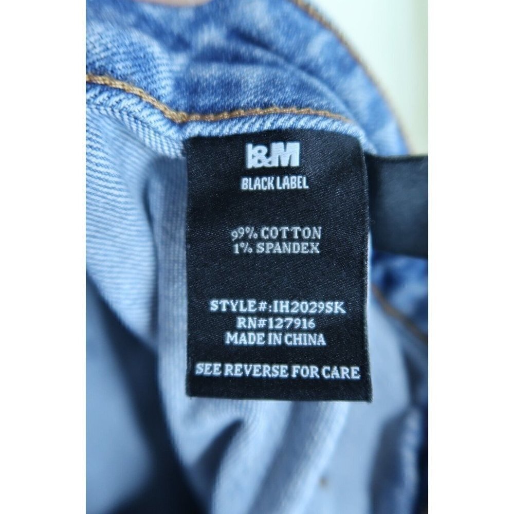 l&M Black Label High Rise Belted Frayed Raw Hem Denim Jean Skirt Size Large - Picture 10 of 10